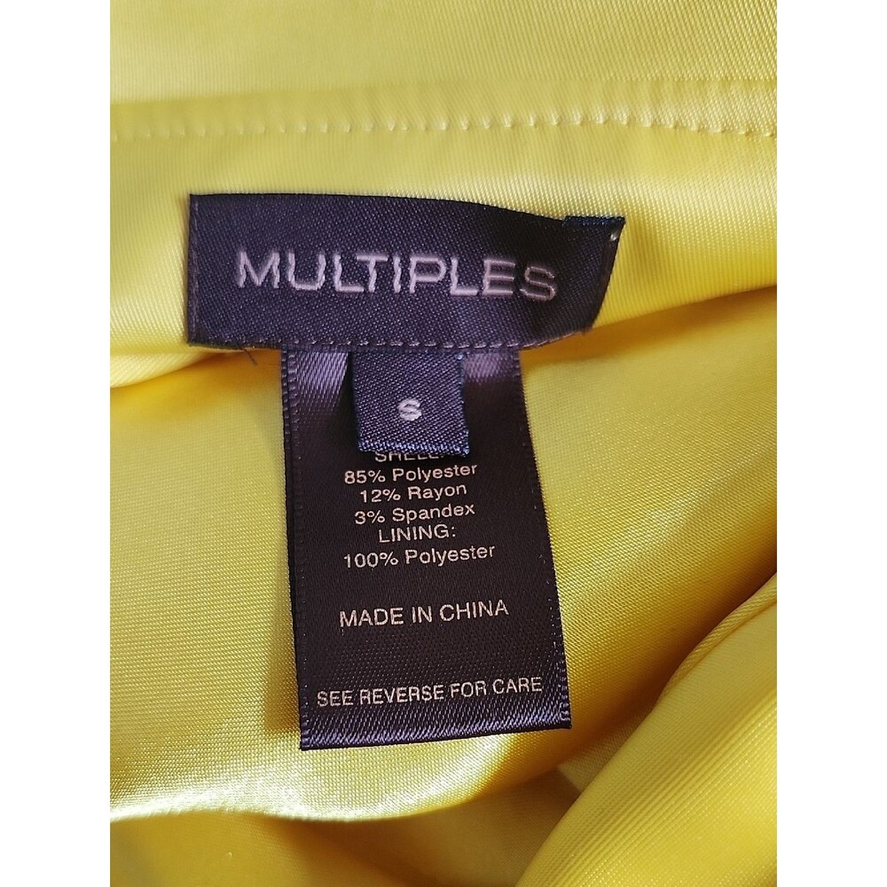 Multiples NWT 3/4 Sleeve Yellow Short Trench, Ruffles Buttons Tie Belt, S - Picture 5 of 11